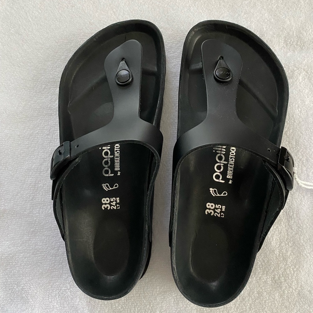 NWT- Papillio by Birkenstock Black Slide Sandals Platform Gizeh